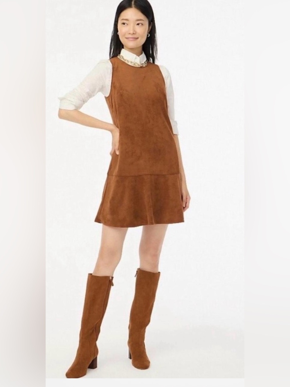 J.Crew Women's Brown Casual-dresses Sz 6 Faux Suede Drop Waist NWT Retail-128.00